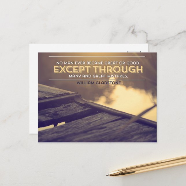 William Gladstone Inspirational Quote "Mistakes" Postcard (Front/Back In Situ)