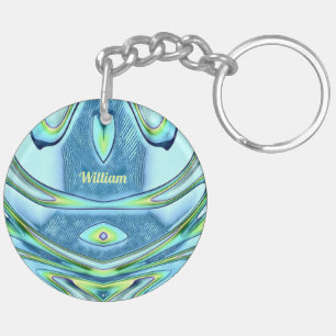 WILLIAM ~ Green Yellow Blue Circular Acrylic ~  Key Ring