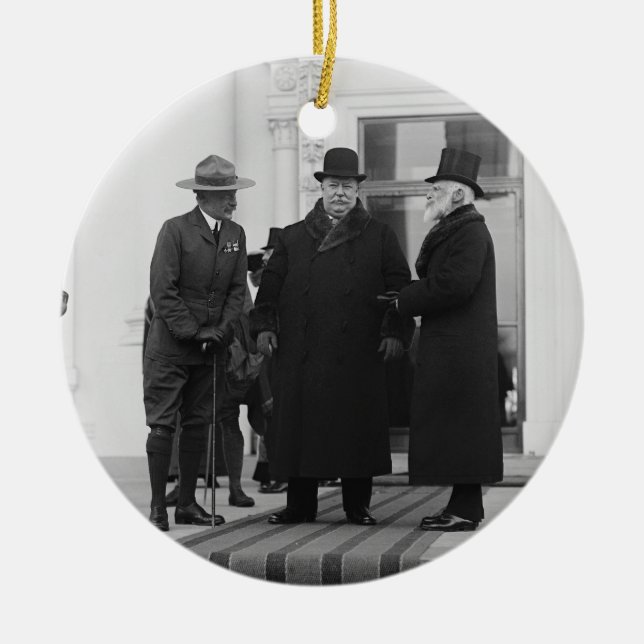 William H. Taft, James Bryce & Archibald W. Butt Ceramic Tree Decoration (Front)