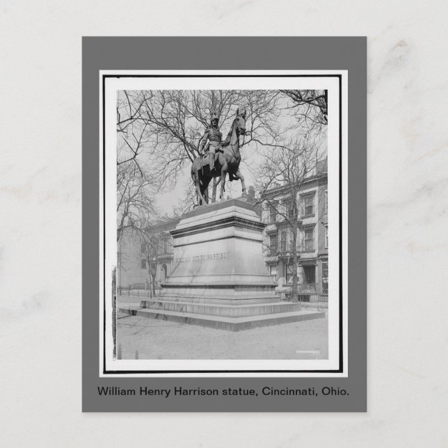 William Henry Harrison statute, vintage photo Postcard (Front)