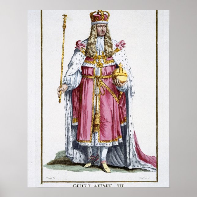 William III (1650-1702) of Orange, 1780 (coloured Poster (Front)