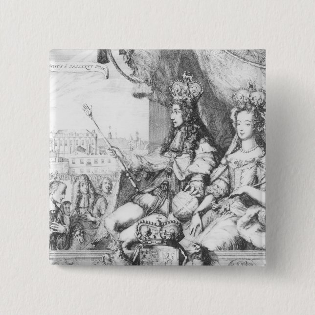 William III  and Mary II 15 Cm Square Badge (Front)