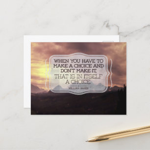 William James Inspirational Quote "Choice" Postcard