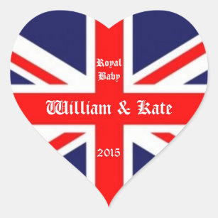 William & Kate/Royal Baby-Union Jack Heart Sticker