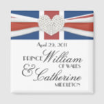 William & Kate - Royal Wedding Commemorative Gift Magnet<br><div class="desc">Royal Wedding 2011 -- Elegant rhinestone heart with ribbons on Unionjack ribbon.  Commemorating the Royal Wedding of Prince William of Wales and Miss Kate Middleton.  Romantic sparkling heart over elegant Union Jack Ribbon design.  Prince William and Catherine Middleton - -- memorabilia,  keepsakes,  and commemorative collectable gifts.</div>