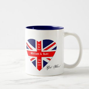 William & Kate-Union Jack/ Blessing+heart Two-Tone Coffee Mug