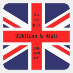 William & Kate Wedding-Union Jack Square Sticker