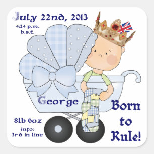 William & Kate's Little Prince George/Birth Info Square Sticker