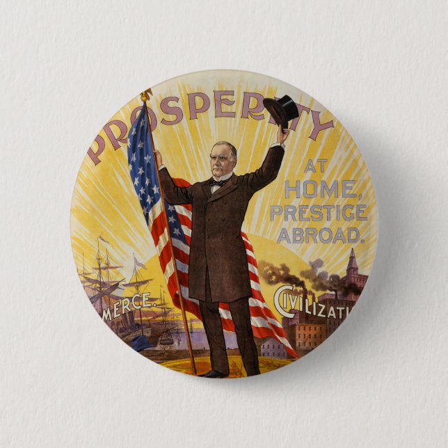 William McKinley Campaign Poster Gold Standard 6 Cm Round Badge (Front)