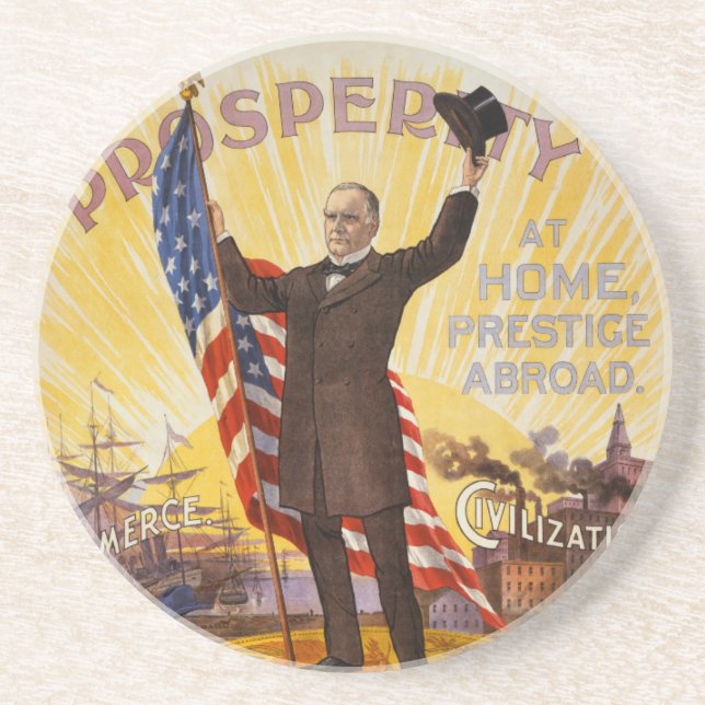 William McKinley Campaign Poster Gold Standard Coaster (Front)