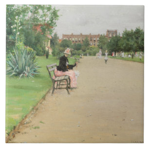 William Merritt Chase - A City Park Tile