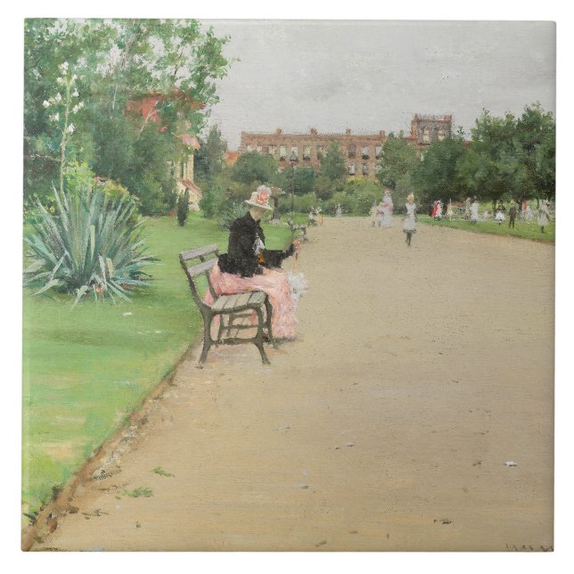 William Merritt Chase - A City Park Tile (Front)