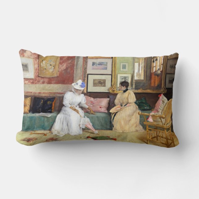 William Merritt Chase A Friendly Call Lumbar Cushion (Front)