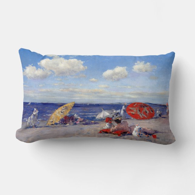 William Merritt Chase At the Seaside Lumbar Cushion (Front)