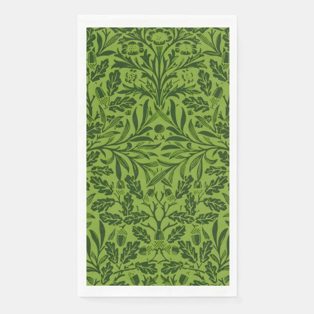 William Mirrors Acorns & oak leaves Pattern Green Napkin (Front)