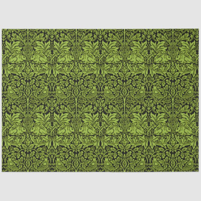 William Morris 1881 Birds, Rabbit Floral Pattern  Tissue Paper (Front)