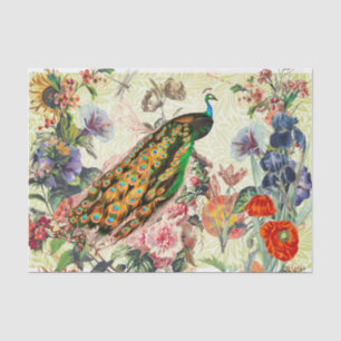 WILLIAM MORRIS, A PEACOCK,  FLORAL TISSUE PAPER