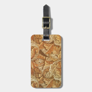 William Morris Acanthus Brown Autumn Leaves Luggage Tag