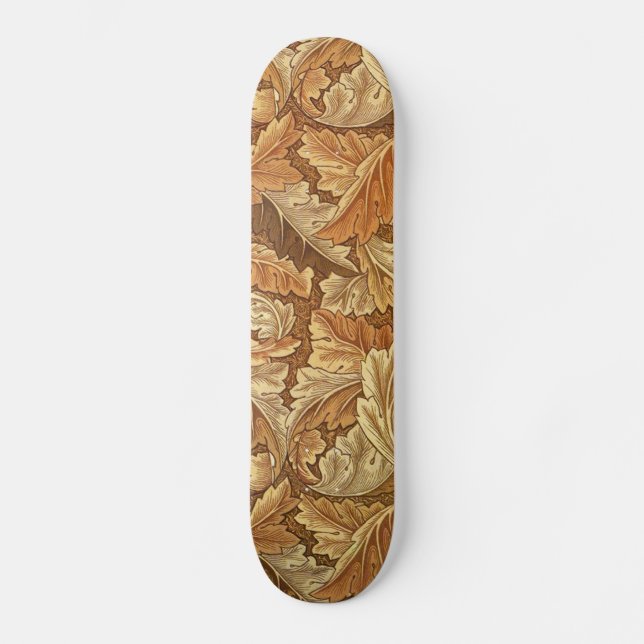 William Morris Acanthus Brown Autumn Leaves Skateboard (Front)
