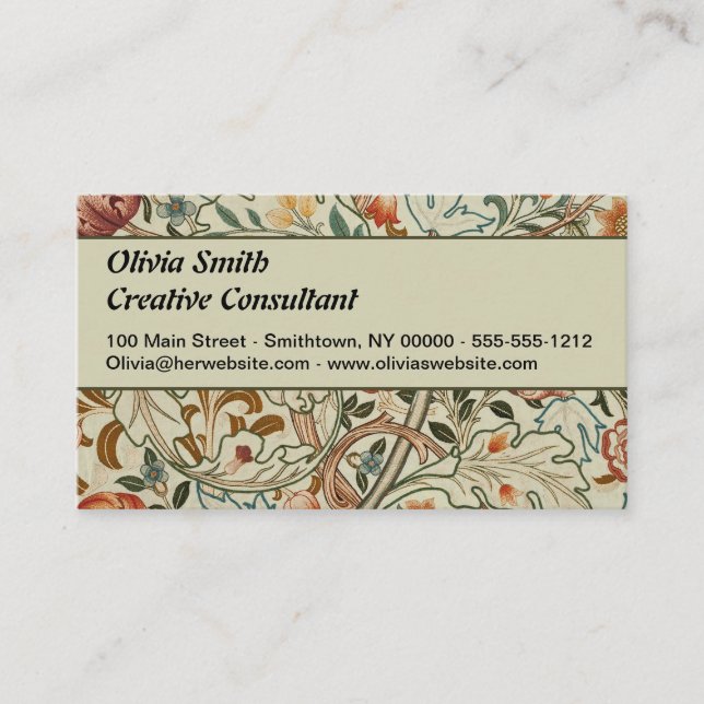 William Morris Acanthus Embroidery Floral Pattern  Business Card (Front)