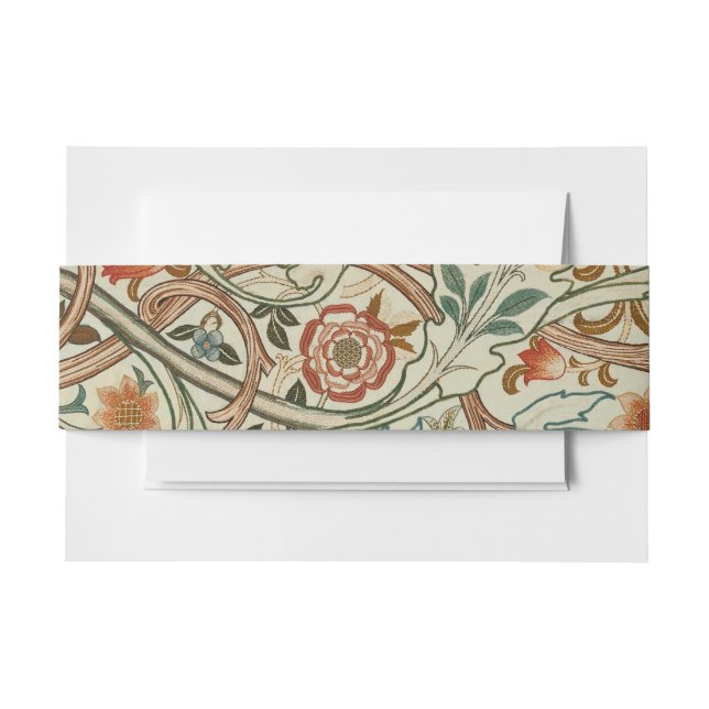 William Morris Acanthus Embroidery Floral Pattern  Invitation Belly Band (Front Example)