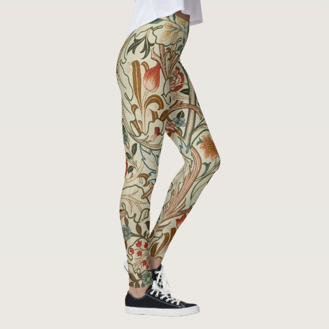 William Morris Acanthus Embroidery Floral Pattern  Leggings (Right)