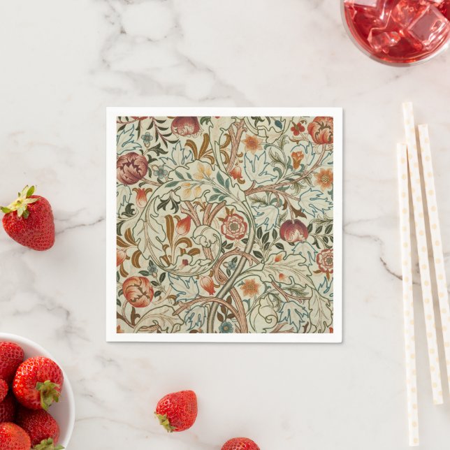 William Morris Acanthus Embroidery Floral Pattern  Napkin (Insitu)