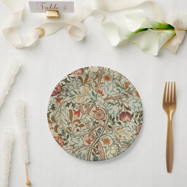 William Morris Acanthus Embroidery Floral Pattern  Paper Plate (Wedding)