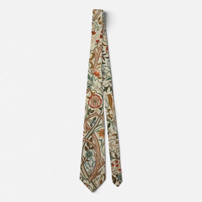 William Morris Acanthus Embroidery Floral Pattern  Tie (Front)