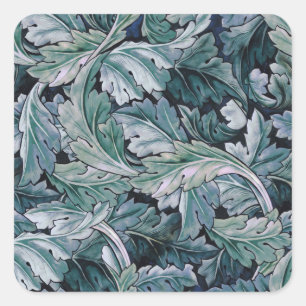 William Morris Acanthus Leaf Blue Vintage Pattern Square Sticker