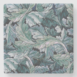 William Morris Acanthus Leaf Blue Vintage Pattern Stone Coaster