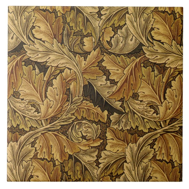 William Morris Acanthus Leaf in Brown Tile (Front)