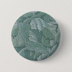 William Morris Acanthus Leaf Teal Blue Pattern 6 Cm Round Badge