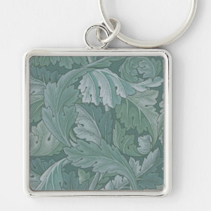 William Morris Acanthus Leaf Teal Blue Pattern Key Ring