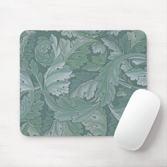 William Morris Acanthus Leaf Teal Blue Pattern Mouse Mat (With Mouse)