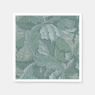 William Morris Acanthus Leaf Teal Blue Pattern Napkin