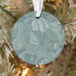 William Morris Acanthus Leaf Teal Blue Pattern Ornament