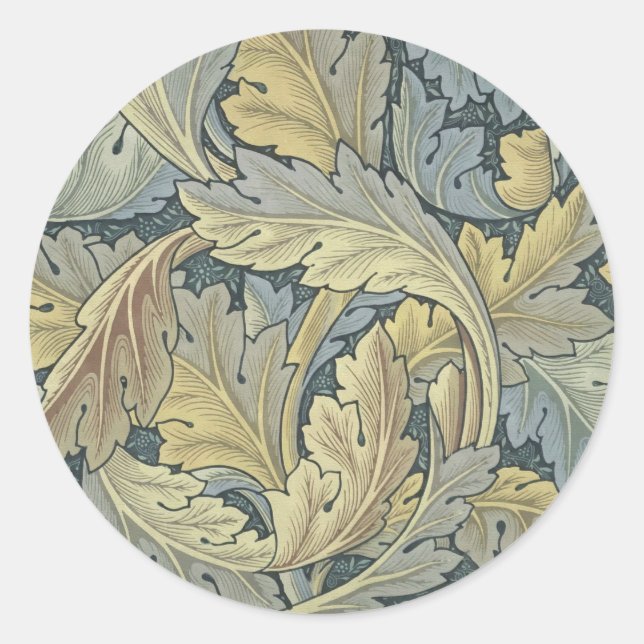 William Morris Acanthus Leaves Floral Art Nouveau Classic Round Sticker (Front)
