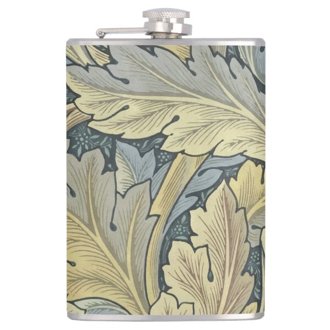 William Morris Acanthus Leaves Floral Art Nouveau Hip Flask (Front)