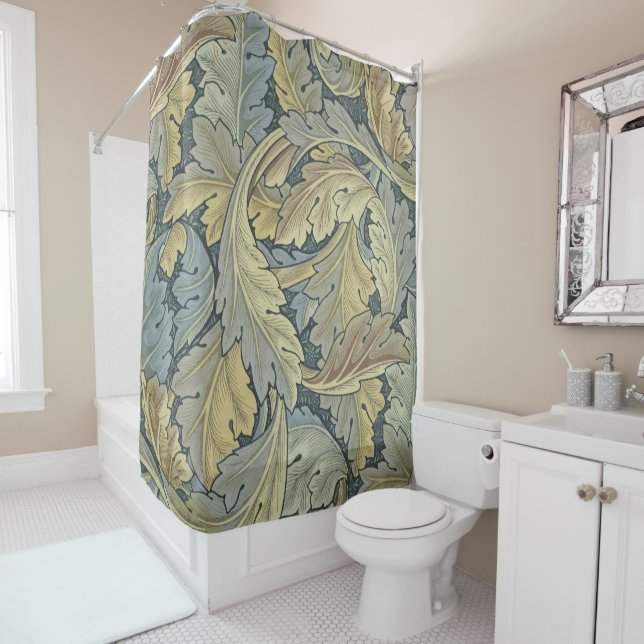 William Morris Acanthus Leaves Floral Art Nouveau Shower Curtain (In Situ)