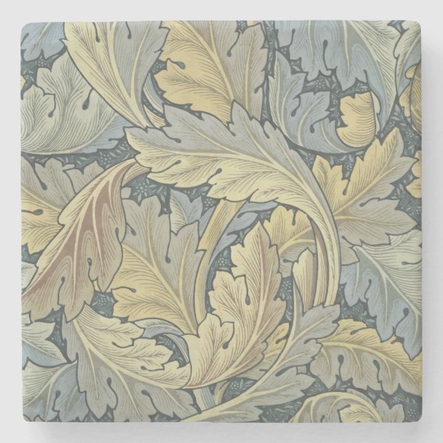 William Morris Acanthus Leaves Floral Art Nouveau Stone Coaster (Front)
