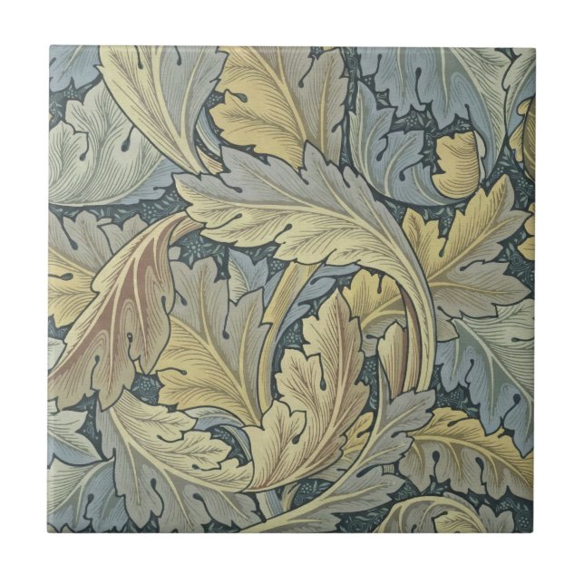 William Morris Acanthus Leaves Floral Art Nouveau Tile (Front)