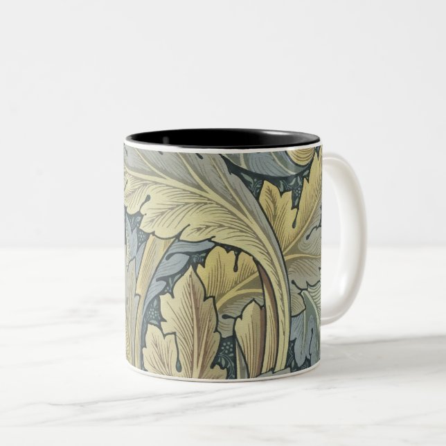 William Morris Acanthus Leaves Floral Art Nouveau Two-Tone Coffee Mug (Front Right)