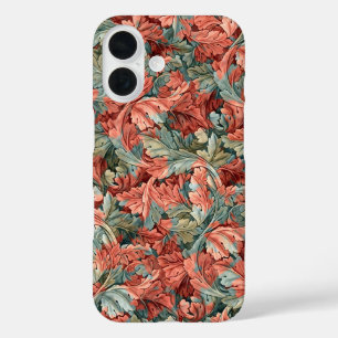 William Morris Acanthus Rust Red Sage Green iPhone 16 Case