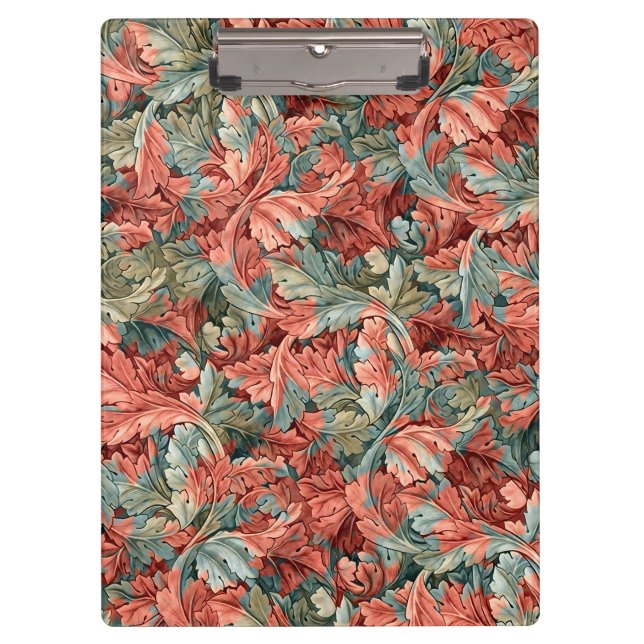 William Morris Acanthus Rust Red Sage Green Clipboard (Front)
