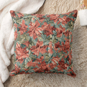William Morris Acanthus Rust Red Sage Green Cushion
