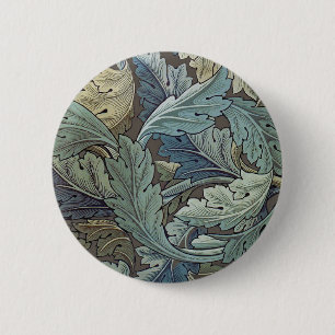 William Morris Acanthus Sage Flower Floral Botanic 6 Cm Round Badge