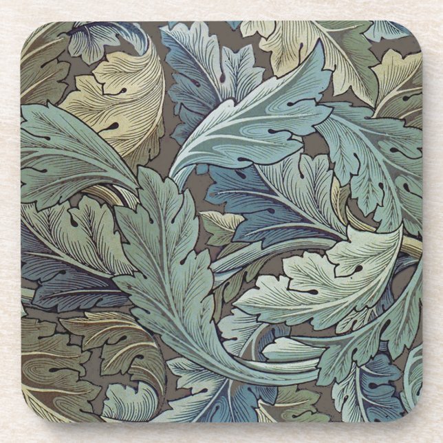 William Morris Acanthus Sage Flower Floral Botanic Coaster (Front)
