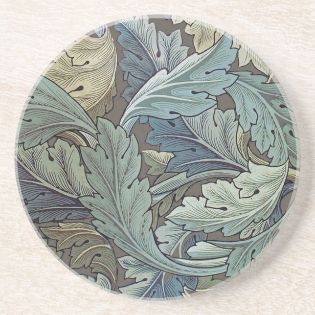 William Morris Acanthus Sage Flower Floral Botanic Coaster (Front)