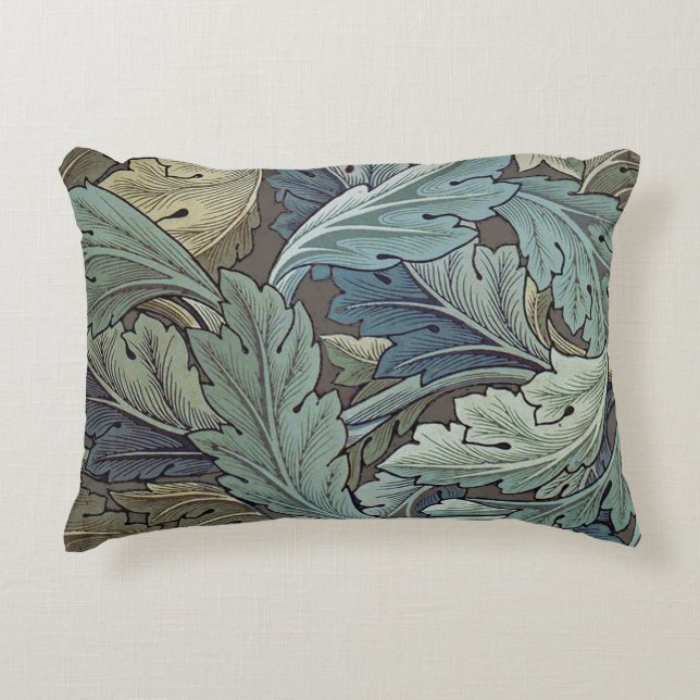 William Morris Acanthus Sage Flower Floral Botanic Decorative Cushion (Front)